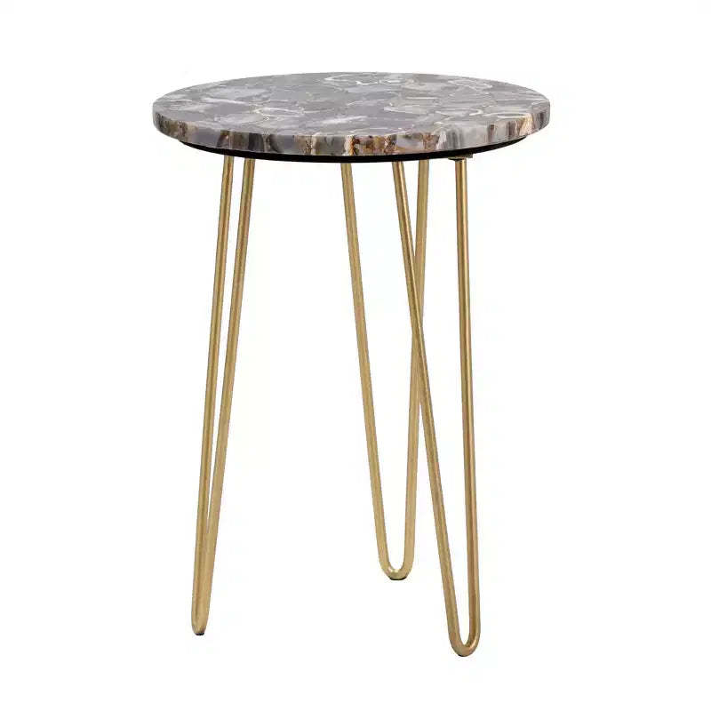 Crestview Collection Round Gold Agate Accent_End Table