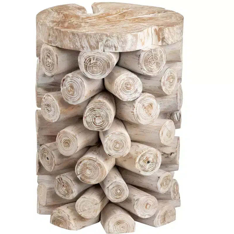 Crestview Collection Round Tan Solid Wood Accent_End Table
