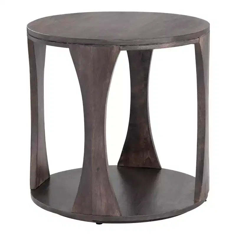 Crestview Collection Round Brown Solid Wood Accent_End Table