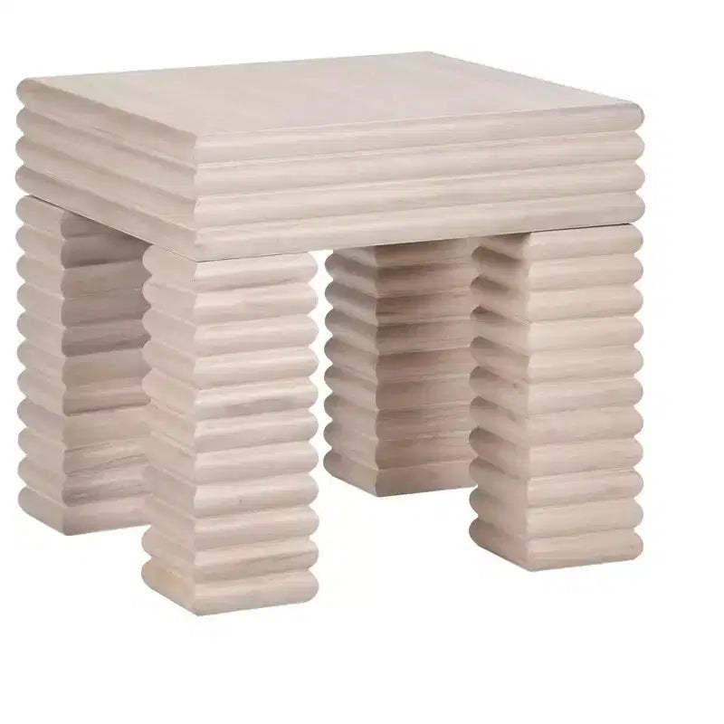 Crestview Collection Square Cream Solid Wood Accent_End Table