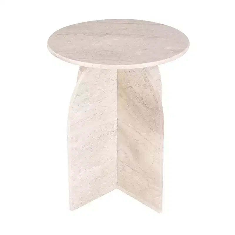 Crestview Collection Round Beige Marble Accent_End Table