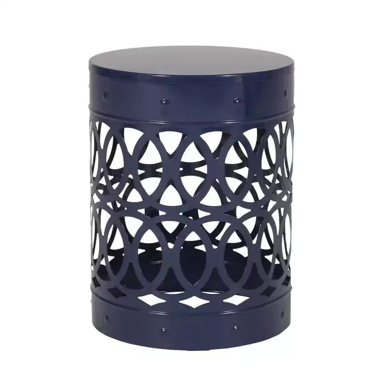 Cylindrical End Table,Side Table, Overlapping Circle Pattern Bedside Table For Living Room