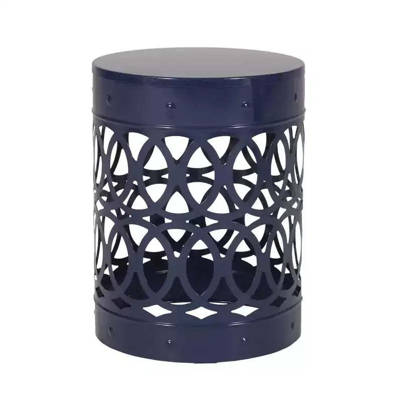 Cylindrical End Table,Side Table, Overlapping Circle Pattern Bedside Table For Living Room