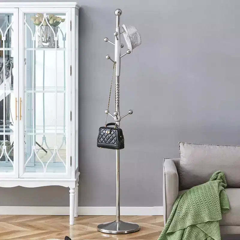 Okak Modern Stainless Steel Coat Rack, Hall Tree with Detachable Bracket, Freestanding Coat Tree for Living Room, Entryway, Bedroom, Silver
