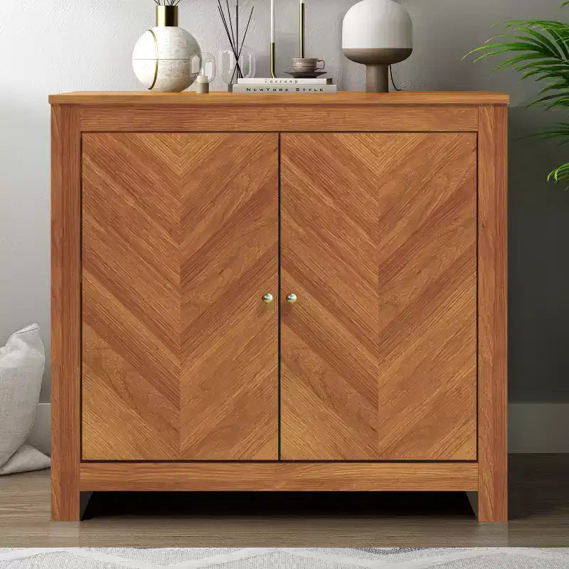 Galano 2-Door Accent Cabinet with Chevron Doors in Amber Walnut 30.9 W x 15.8 D x 30 H