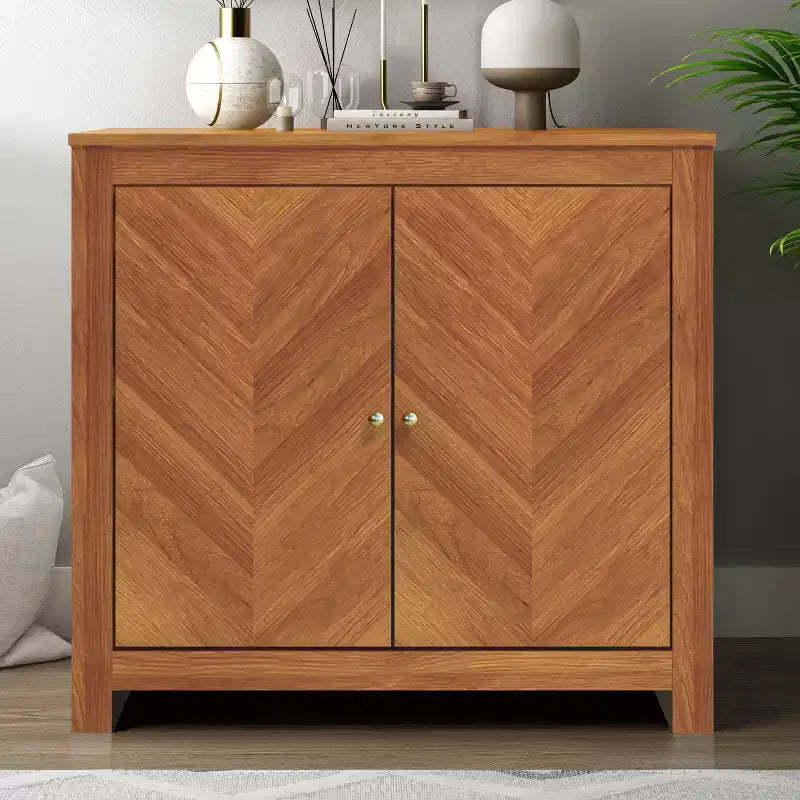 Galano 2-Door Accent Cabinet with Chevron Doors in Amber Walnut 30.9 W x 15.8 D x 30 H
