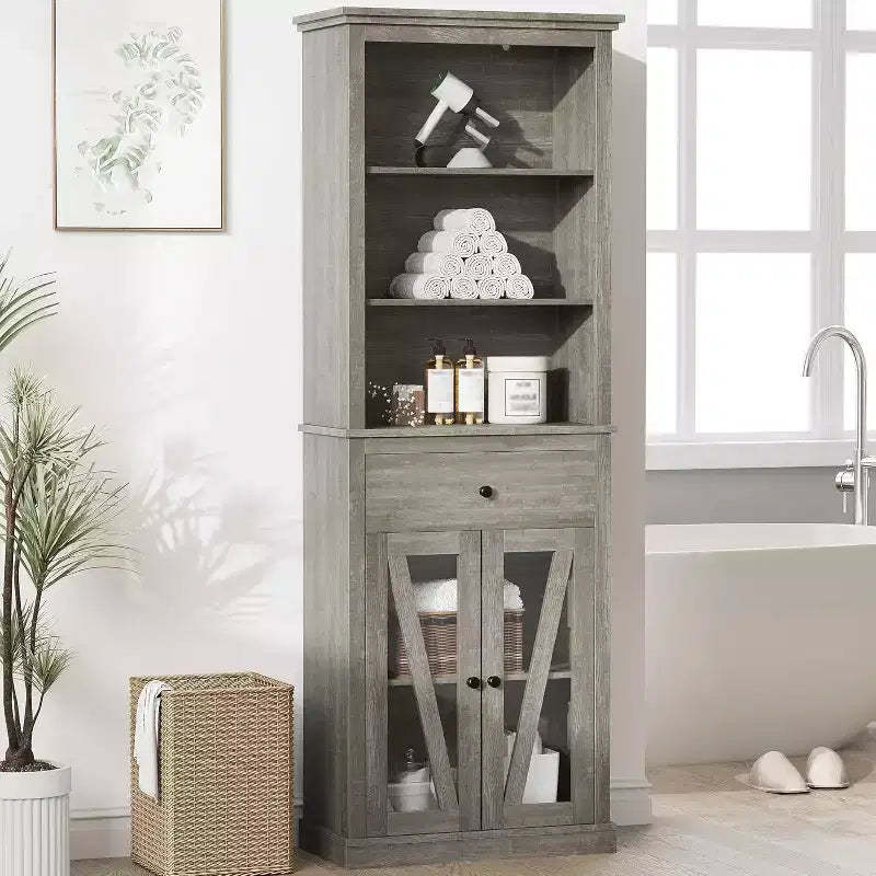 COZONY 67 Tall Storage Cabinet with Doors & Shelves, Freestanding Pantry Organizer