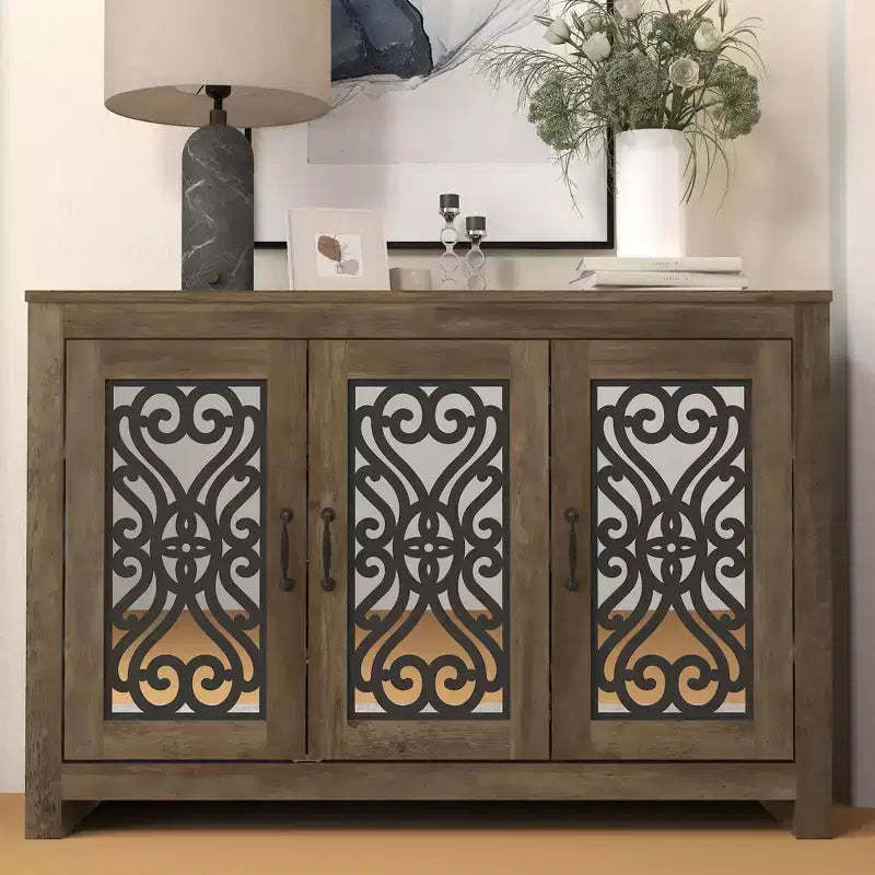 GALANO Shoe Storage Cabinet with Adjustable Shelves in Brown 44.4 W x 13.5 D x 30 H