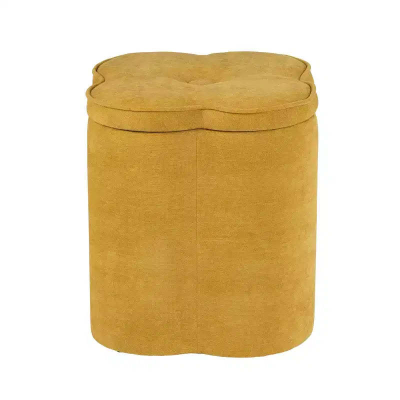 Crestview Collection Yellow Upholstered Flower Ottoman with Storage