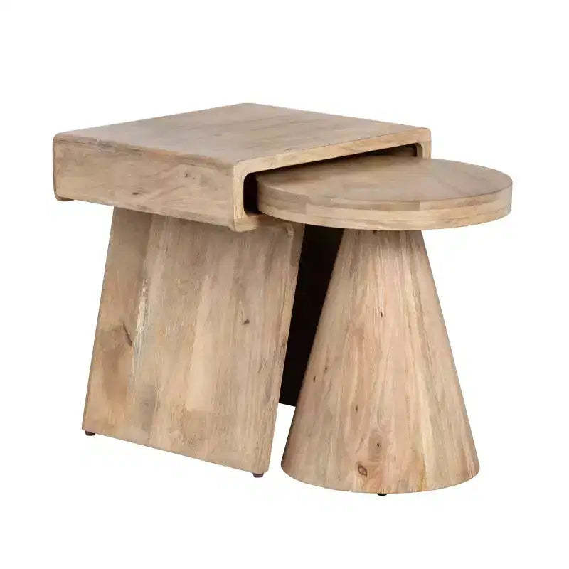 Crestview Collection 2 Piece Square Brown Solid Wood Accent_Nesting Tables Set