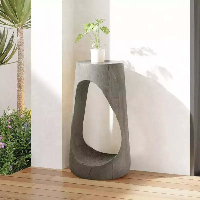 MAYEERTY 1 Pack Modern Hollow MGO End Table, Artistic Side Table for Living Room, Bedroom, Outdoor Patio