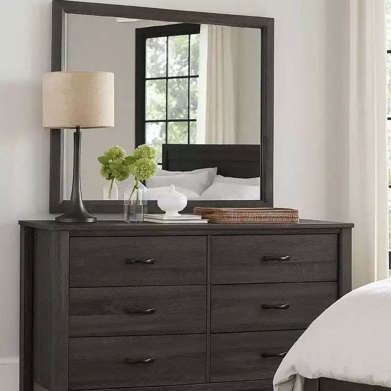 Royal Hampton 39 Inch Contemporary Wooden Frame Mirror, Gray