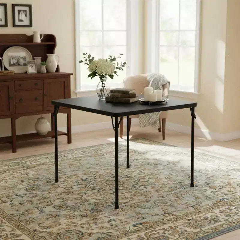 FurnitureR 34-Inch Folding Table, Heavy-Duty PP Tabletop with Metal Frame, Portable Foldable Utility Table for Picnic, Party, Events, Small Spaces