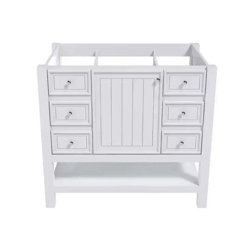 MAYEERTY 36 Bathroom Vanity without Sink 1 Cabinet 3 Drawers Solid Wood Frame MDF White
