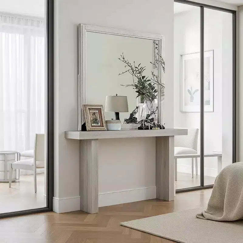 Royal Hampton Dresser Mirror, White Solid Wood, 38 Inch Stylish Square Frame