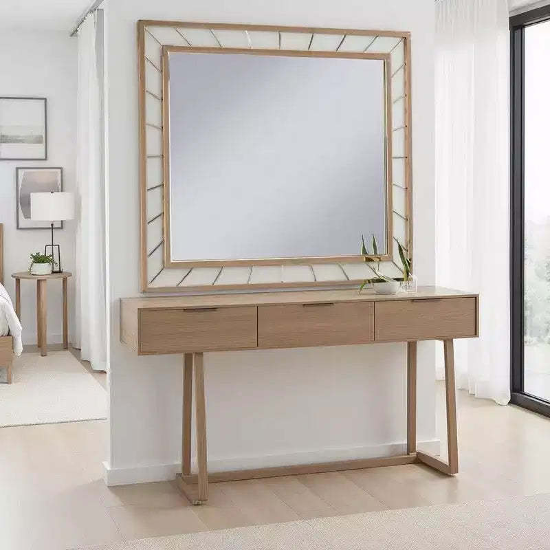 Royal Hampton Decorative Accent Mirror, 39 Inch Glam Gold Plated Metal Frame