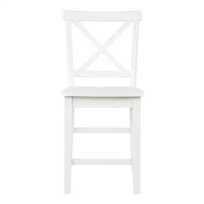 Jofran, Eastern Tides Coastal Wire-Brushed Wood X-Back Counter Barstool (Set of 2)