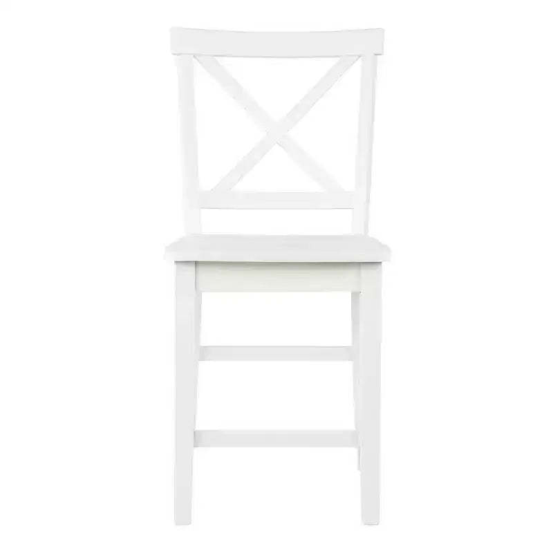 Jofran, Eastern Tides Coastal Wire-Brushed Wood X-Back Counter Barstool (Set of 2)