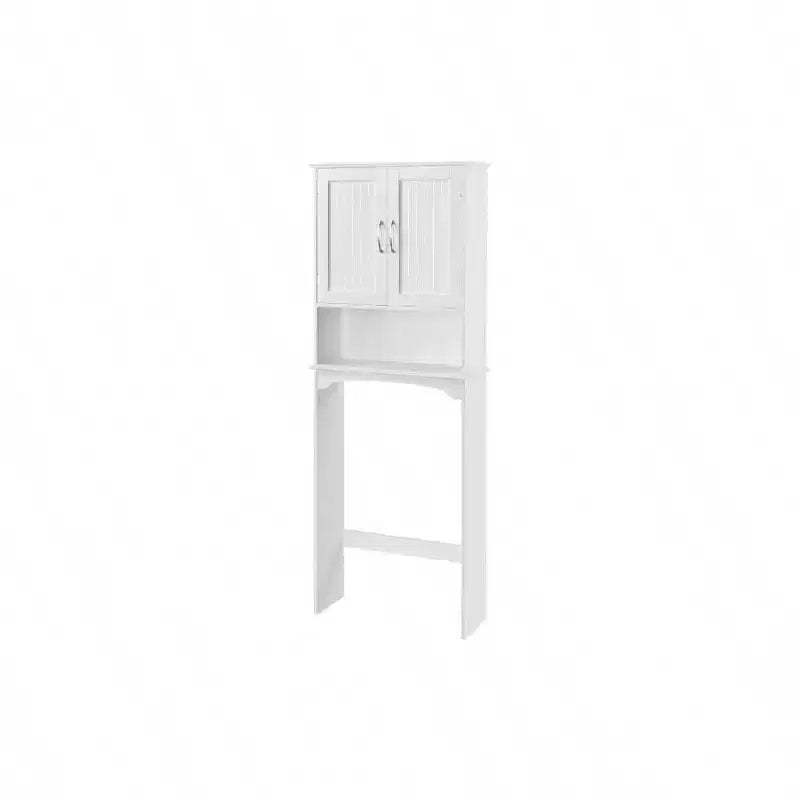 Over Toilet Cabinet Double Door Bathroom Storage Organizer White Toilet Rack with Adjustable Inner Shelf Open Storage Shelf