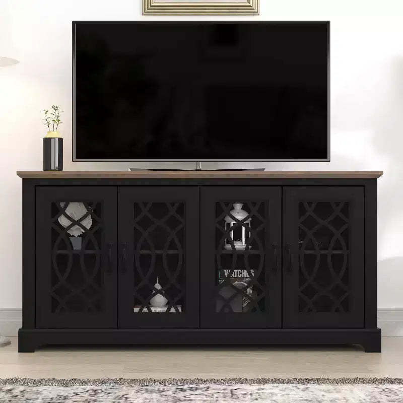 Galano TV Stand with storage and decorative Cut-Out Pattern 59.6 W  15.7 D  29.3 H