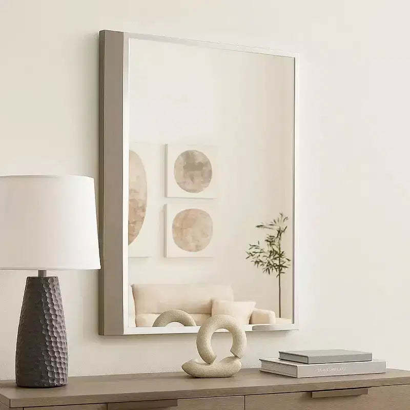 Royal Hampton Dresser Mirror, 40 Inch, Sleek Light Taupe Wood, Frameless Design