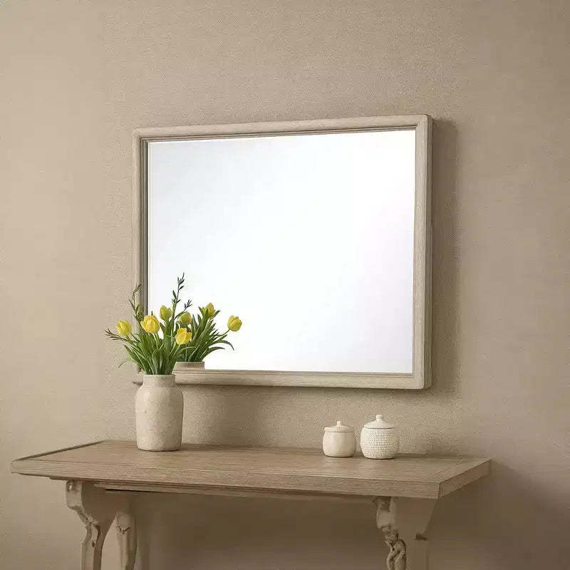 Royal Hampton Dresser Mirror, Beveled Glass, Oak Brown Solid Wood, 34x45