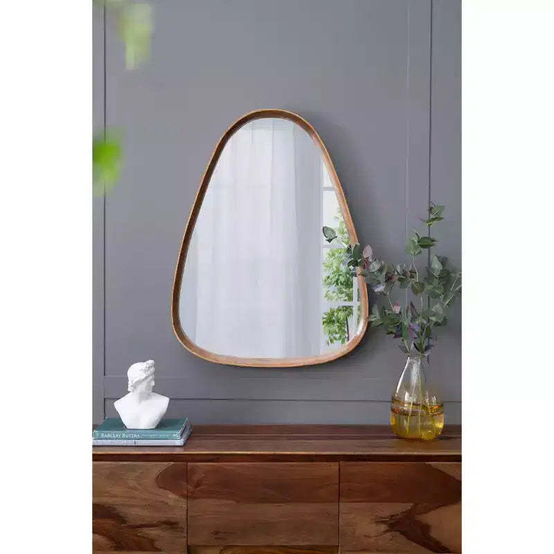 TUYOHW 30x38 Inch Wall Mount Bathroom Mirror,Modern Irrgeular Wall Mount Vanity Mirror with Wooden Frame for Bathroom,Bedroom