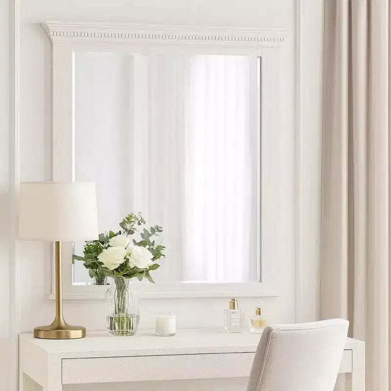 Royal Hampton Dresser Mirror, Bevel Glass, Weathered Gray Solid Wood, 40 Inch