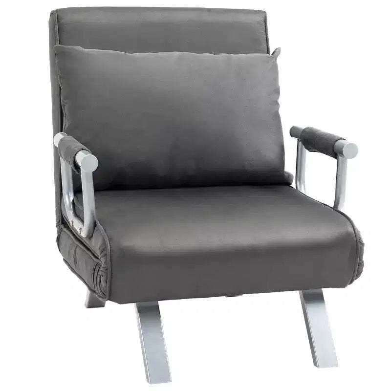 Single Person Folding 5 Position Convertible Sofa Bed Sleeper Chair Chaise Lounge Couch w/Pillow & Steel Frame