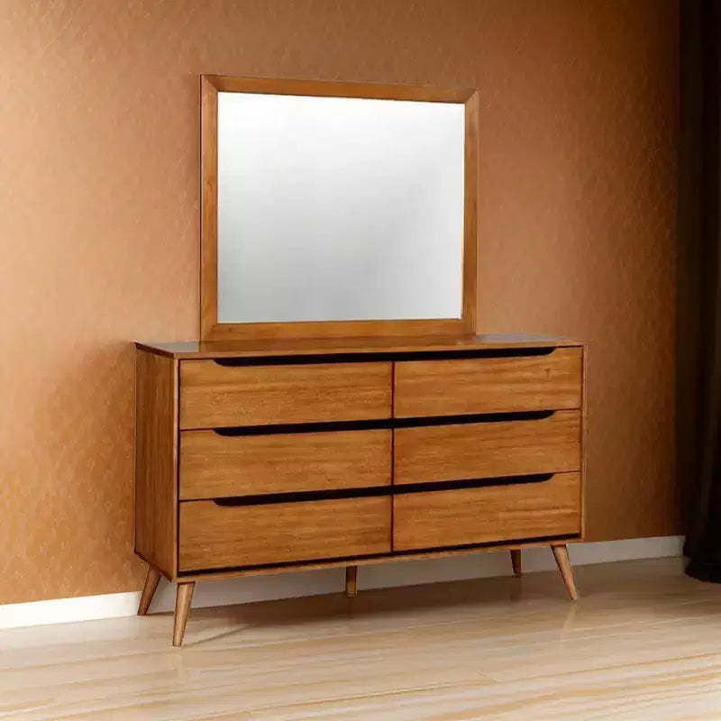 Royal Hampton Mid Cent Modern Mirror, Oak Finish