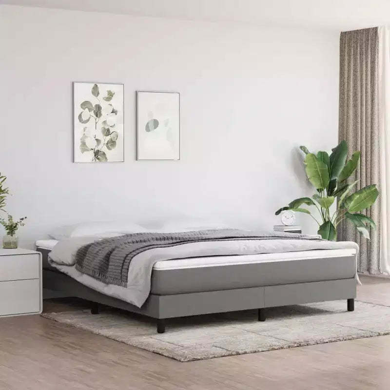 Bed Frame Dark Grey Fabric (100% polyester), plywood, engineered wood