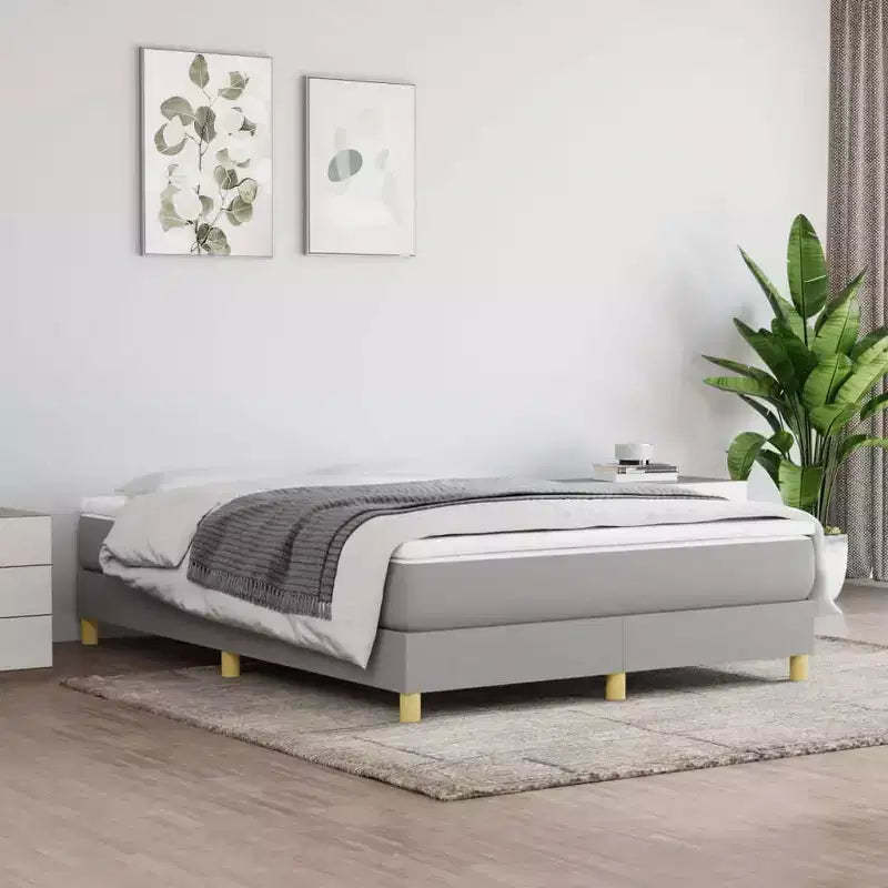 Bed Frame Light Grey 100% polyester fabric, plywood, engineered wood