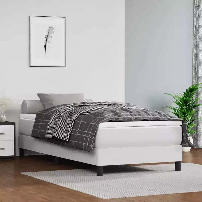 Bed Frame White Faux leather, Plywood, Engineered wood Twin XL