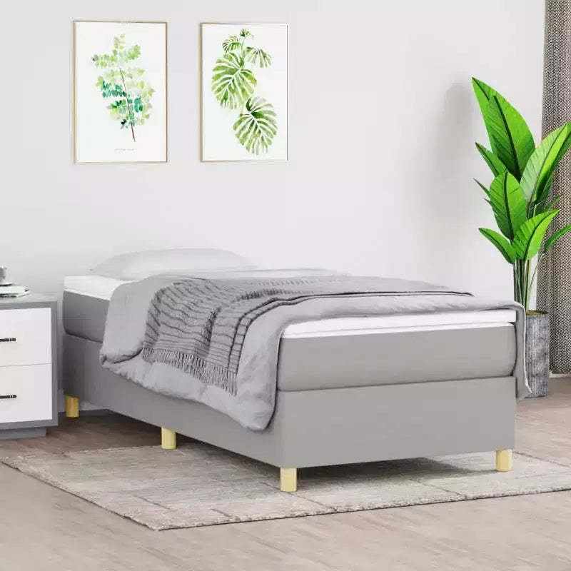 Bed Frame Light Grey 100% polyester, plywood, engineered wood