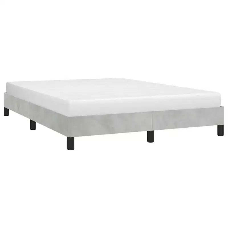 Bed Frame Light Gray Velvet, Engineered wood, Plywood Queen
