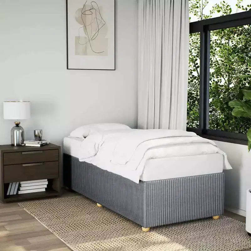 Bed Frame Light Grey Polyester, plywood, engineered wood Twin XL
