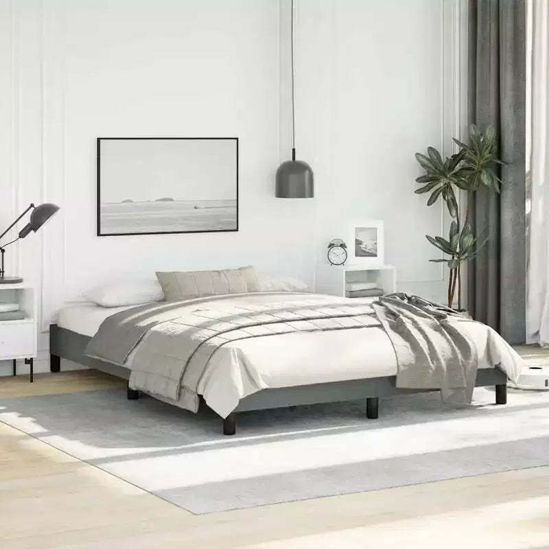 Dark Grey Bed Frame 100% polyester, plywood, engineered wood Queen