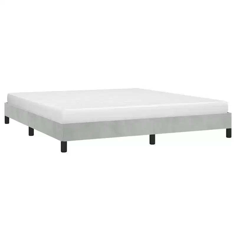 Bed Frame Light Grey Velvet, Plywood, Engineered Wood King Sturdy