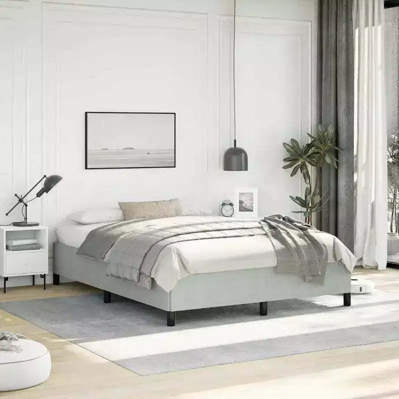 Bed Frame Light Grey Velvet (100% polyester), plywood Full