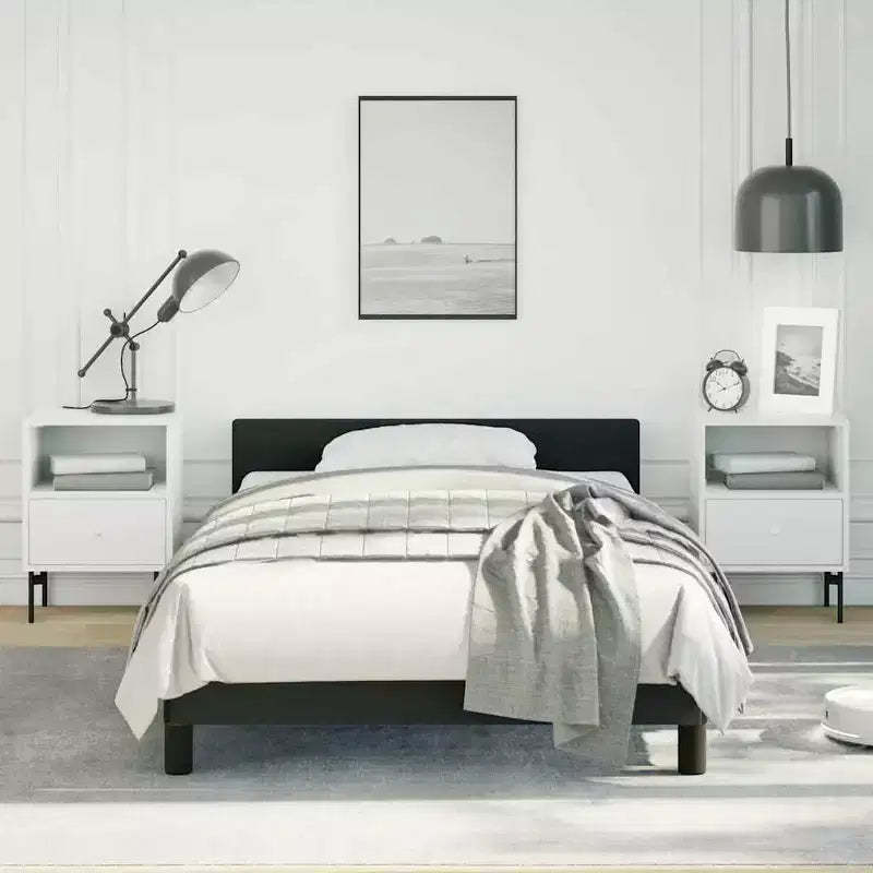 Bed Frame With Headboard Black Faux Leather Twin Bed Frame