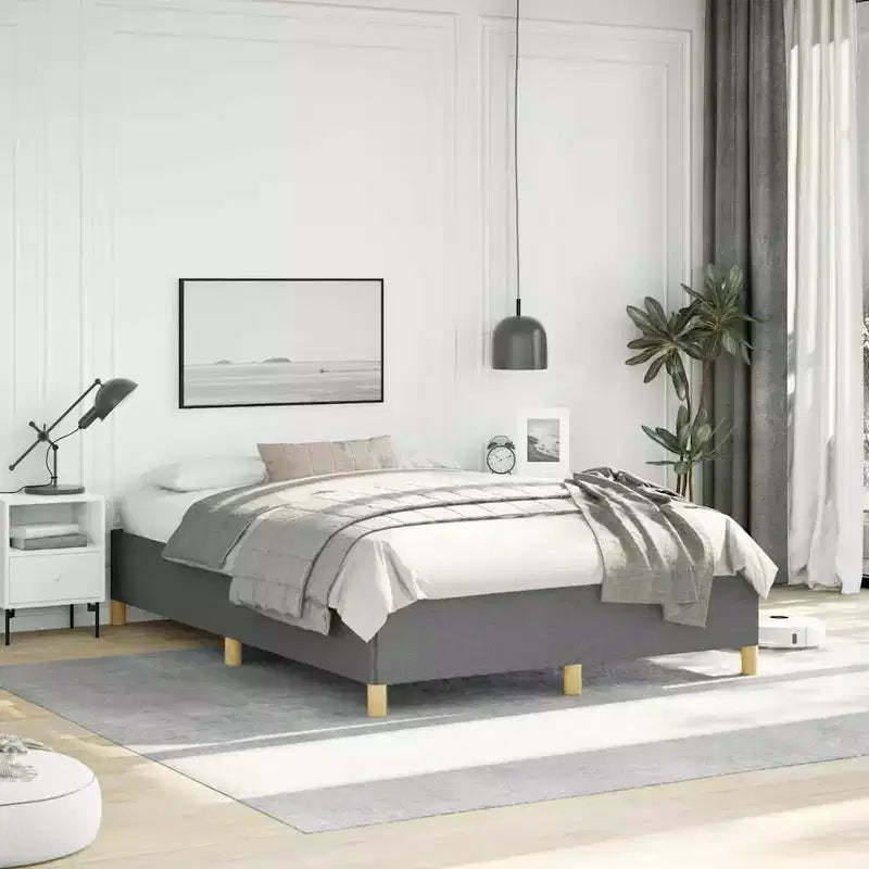 Bed Frame Dark Grey Fabric, Plywood, Engineered Wood Full