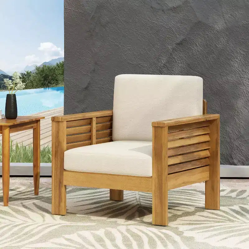 TUYOHW Boho Style Patio Accent Chairs/Loveseats,Set of 1/2/3,Premium Acacia Outdoor Furniture Set for Backyard & Poolside,All-Weather Use