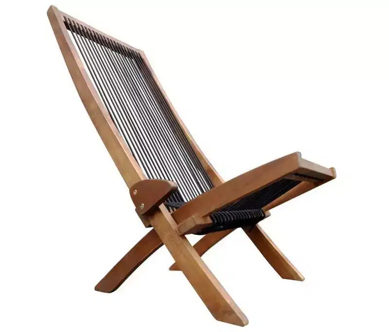 Okak Outdoor Lawn Chairs with Roping Backrest and Seat, Outdoor Chair with Foldable Design, Fire Pit Chairs for Backyard, Patio, Natural