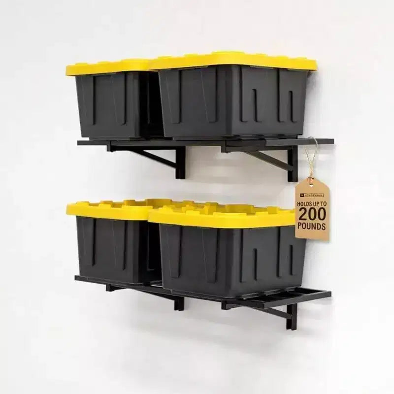 Heavy Duty Garage Shelf Wall Mount 1ftx 2ft Black Storage Shelves Holds 200 lbs Tools Bins Equipment Organization