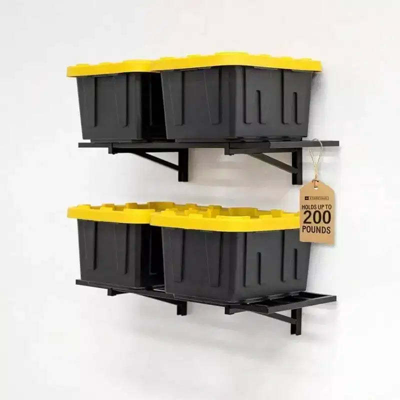 Heavy Duty Garage Shelf Wall Mount 1ftx 2ft Black Storage Shelves Holds 200 lbs Tools Bins Equipment Organization
