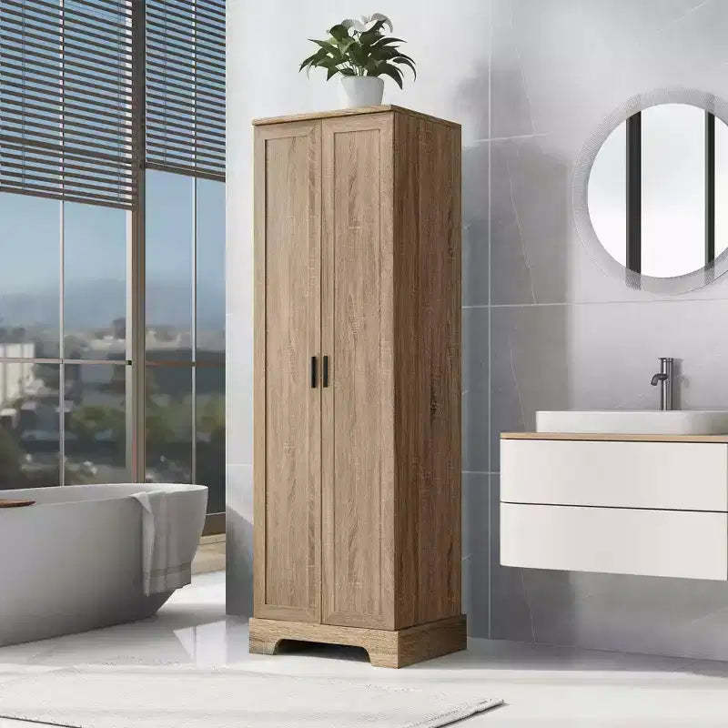 MAYEERTY Brown Storage Cabinet 2 Doors Adjustable Shelf MDF