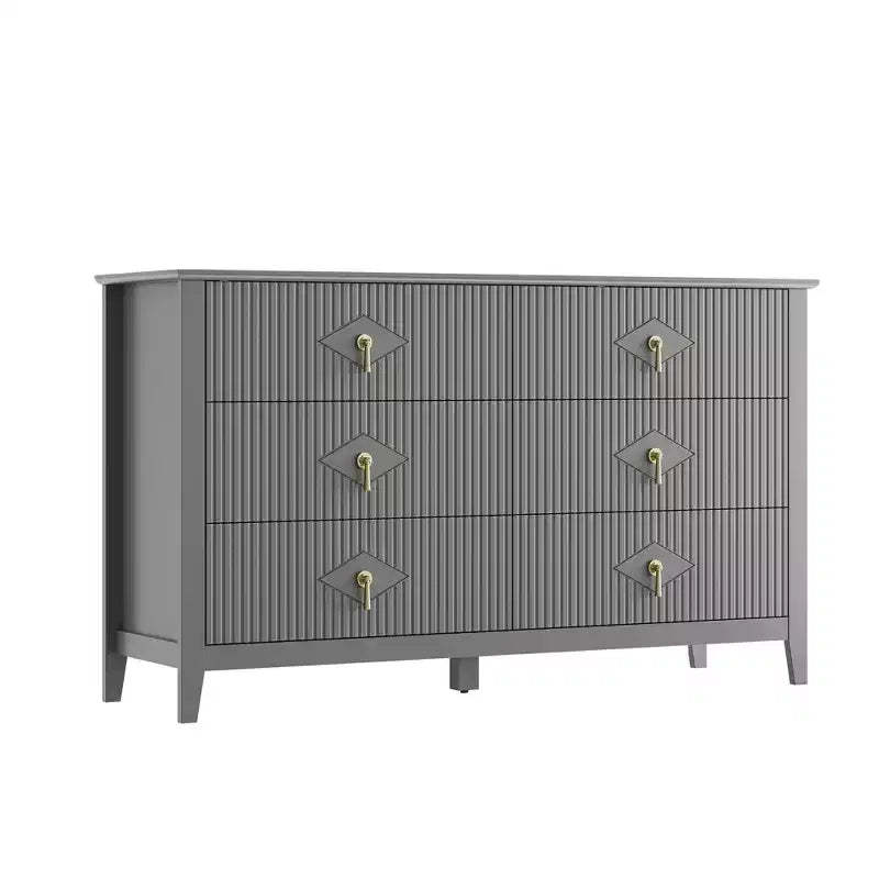 54 Wide 6-Drawer Dresser, Modern Chest with Metal Handles for Bedroom Storage, Gray