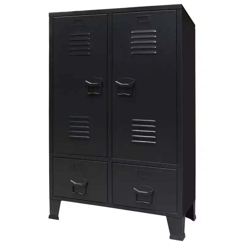 vidaXL Wardrobe Black Sheet Metal Medium Adjustable Shelves