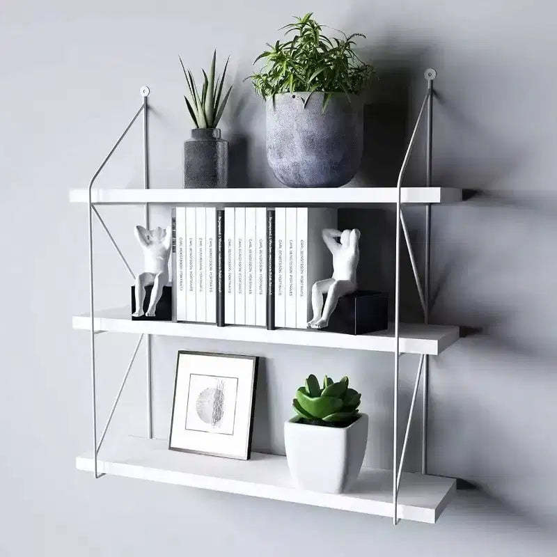 3 - Tier Display Wall Shelf Storage Rack Holder White Modern Home Office Organizer