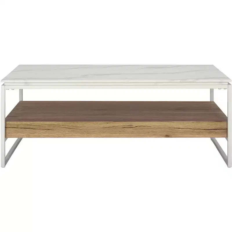Aurelian Coffee Table - COF7016A - White Marble/Natural - Safavieh